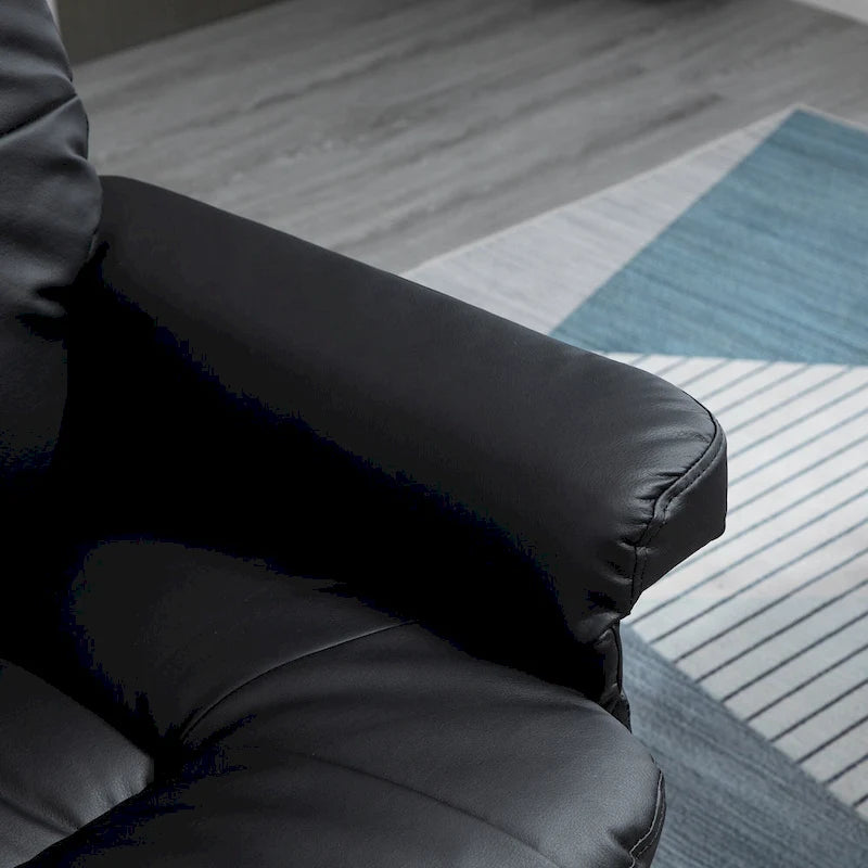 HOMCOM Recliner and Ottoman with Wrapped Base, Swivel PU Leather Reclining Chair with Footrest for Living Room
