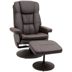 HOMCOM Recliner and Ottoman with Wrapped Base, Swivel PU Leather Reclining Chair with Footrest for Living Room