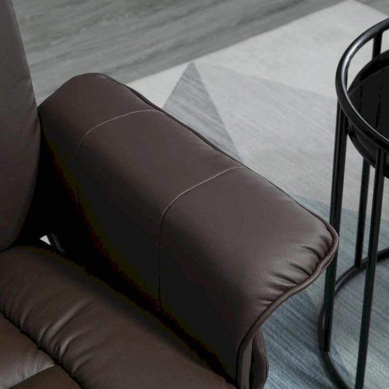 HOMCOM Recliner and Ottoman with Wrapped Base, Swivel PU Leather Reclining Chair with Footrest for Living Room