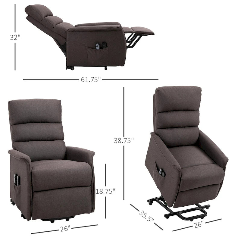 HOMCOM Electric Power Lift Recliner Massage Sofa Vibration with Remote for Elderly, Living Room Office Furniture