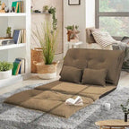 Canapé-lit contemporain et adaptable, avec positionnement au sol et 2 oreillers