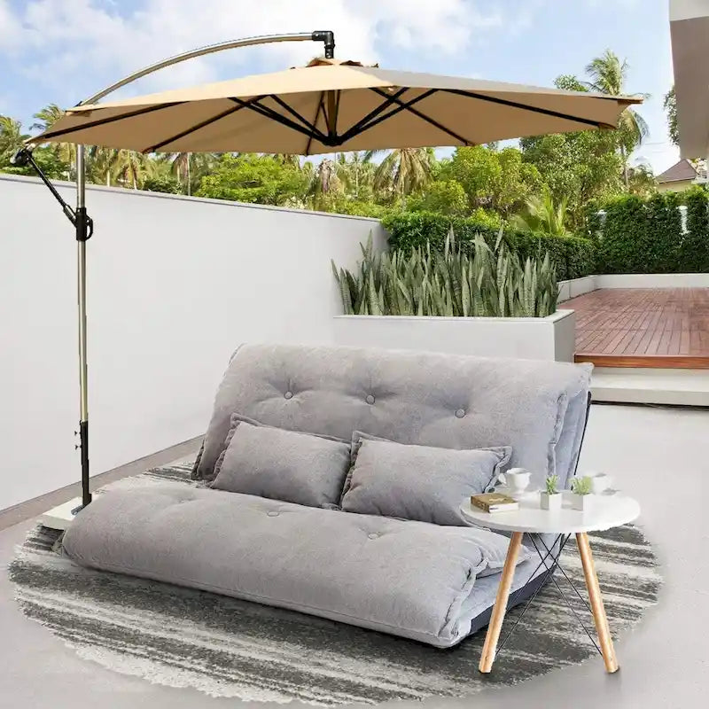 Canapé-lit contemporain et adaptable, avec positionnement au sol et 2 oreillers