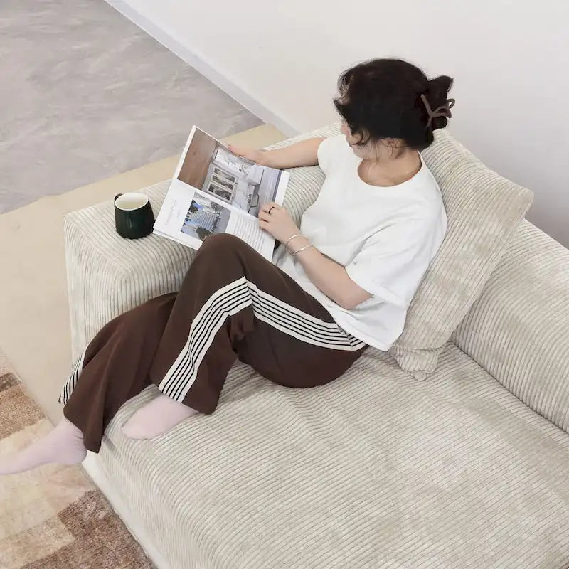 102 Oversized Corduroy Sectional Sofa Modern Wide Couch