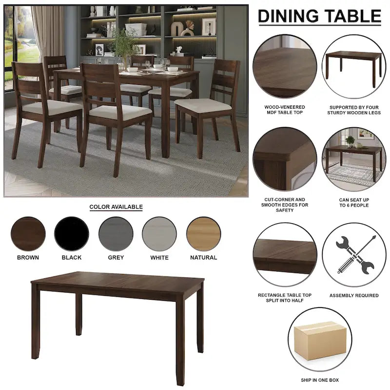 CraftPorch Minimalist Timeless Wooden Dining Table - N/A