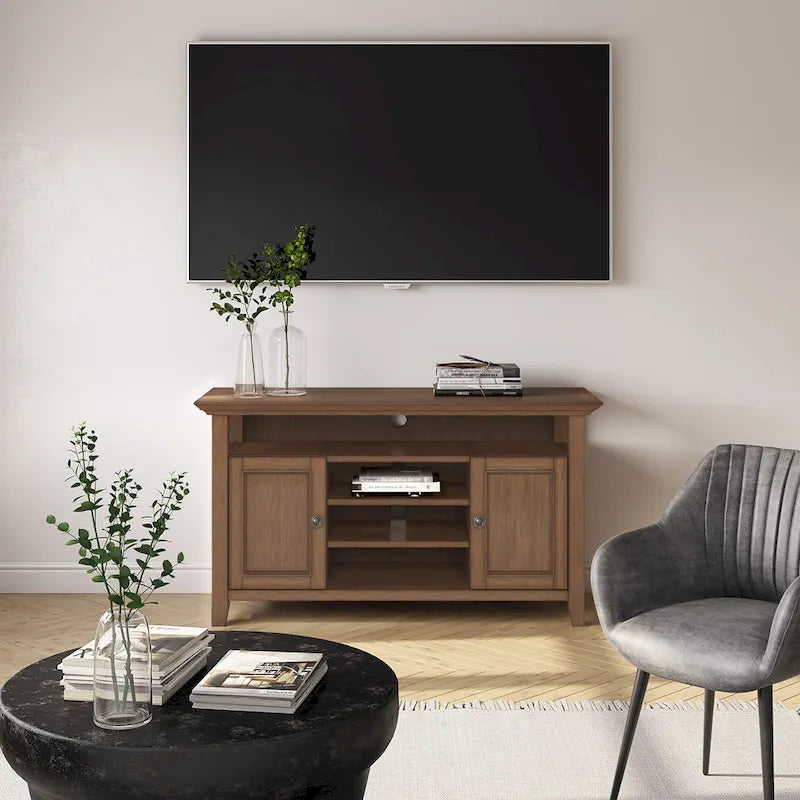 WYNDENHALL Halifax 54 inch Wide Solid Wood Transitional TV Stand - 54 W x 18.9 D x 31.9 H