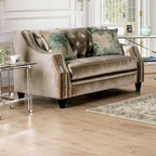 Causeuse rembourrée en bois massif Vynn Transitional de Furniture of America