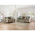 Causeuse rembourrée en bois massif Vynn Transitional de Furniture of America
