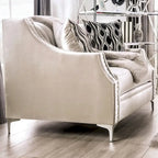 Causeuse rembourrée en bois massif Vynn Transitional de Furniture of America
