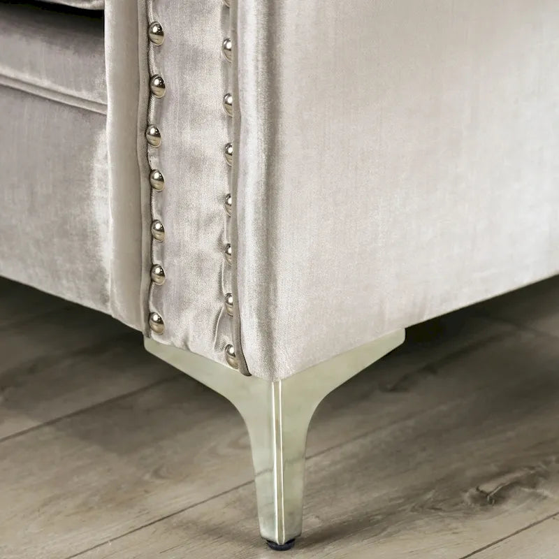Causeuse rembourrée en bois massif Vynn Transitional de Furniture of America