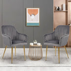 Chaises de salle à manger d'appoint en velours avec pieds en métal doré - Lot de 2