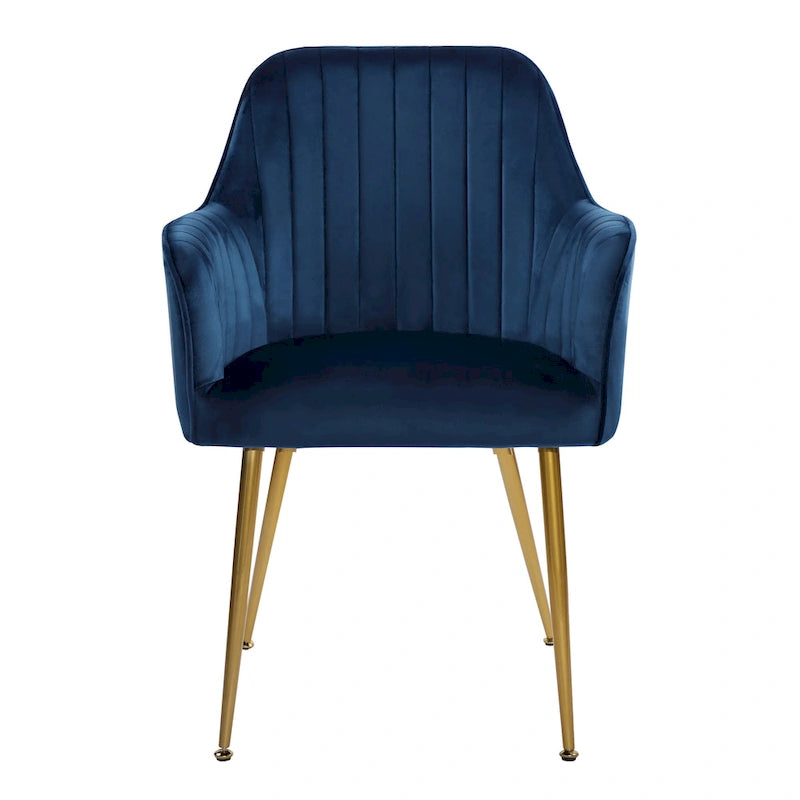 Chaises de salle à manger d'appoint en velours avec pieds en métal doré - Lot de 2