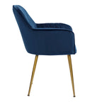Chaises de salle à manger d'appoint en velours avec pieds en métal doré - Lot de 2