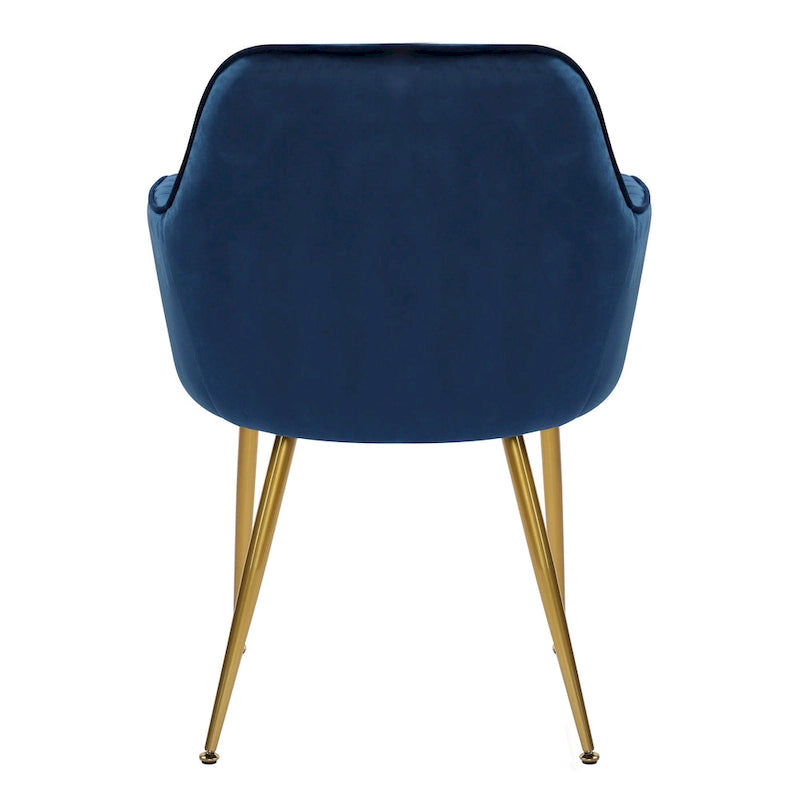 Chaises de salle à manger d'appoint en velours avec pieds en métal doré - Lot de 2