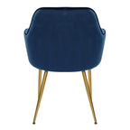 Chaises de salle à manger d'appoint en velours avec pieds en métal doré - Lot de 2
