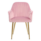 Chaises de salle à manger d'appoint en velours avec pieds en métal doré - Lot de 2