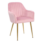 Chaises de salle à manger d'appoint en velours avec pieds en métal doré - Lot de 2