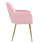 Chaises de salle à manger d'appoint en velours avec pieds en métal doré - Lot de 2