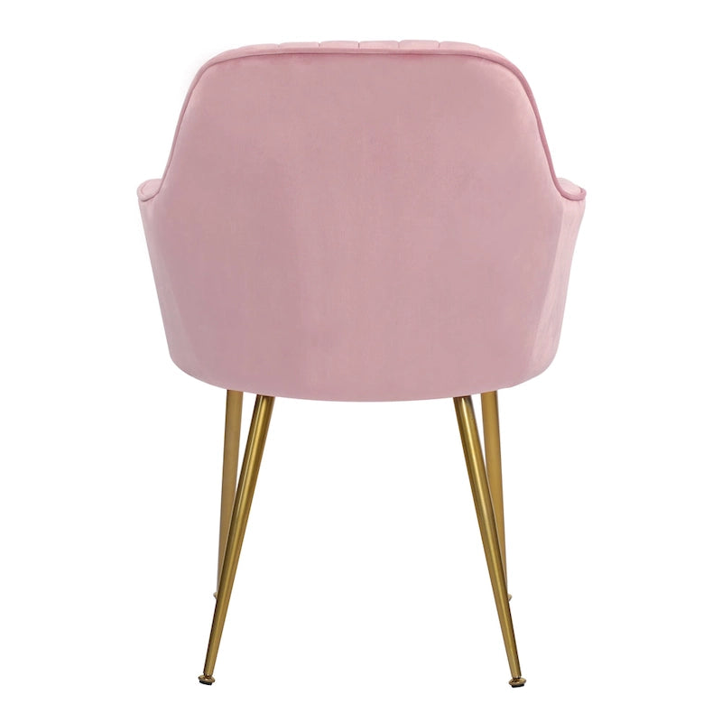 Chaises de salle à manger d'appoint en velours avec pieds en métal doré - Lot de 2