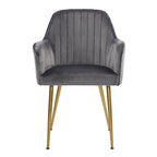 Chaises de salle à manger d'appoint en velours avec pieds en métal doré - Lot de 2