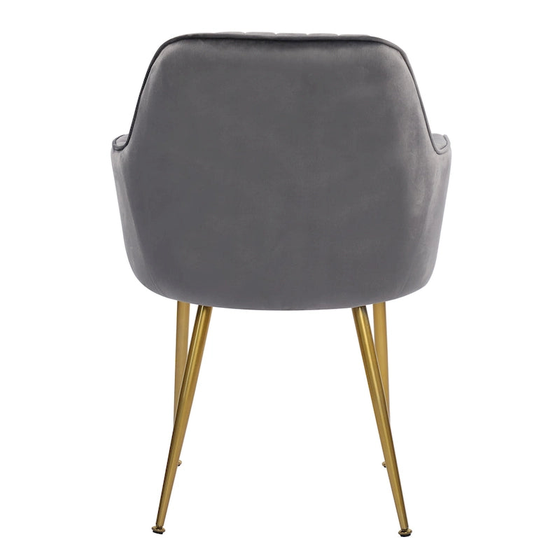 Chaises de salle à manger d'appoint en velours avec pieds en métal doré - Lot de 2