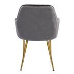Chaises de salle à manger d'appoint en velours avec pieds en métal doré - Lot de 2
