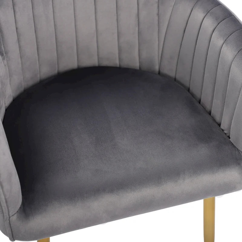 Chaises de salle à manger d'appoint en velours avec pieds en métal doré - Lot de 2