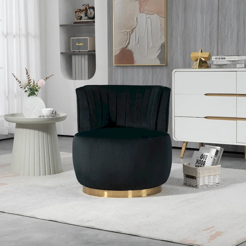 HOMEFUN Chaises rondes sans bras pivotantes à 360 degrés en velours
