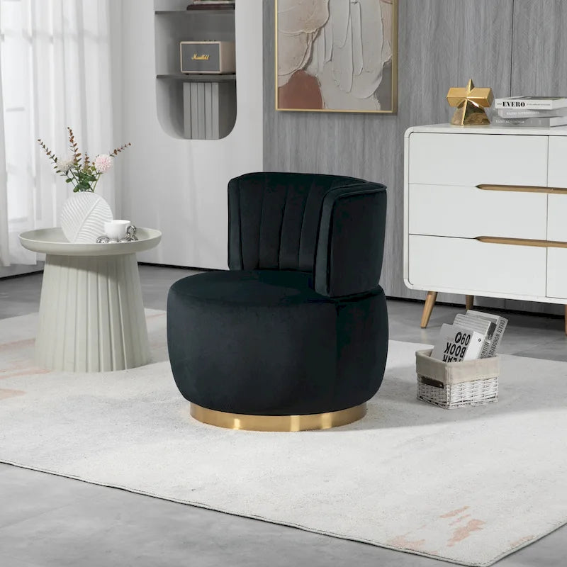 HOMEFUN Chaises rondes sans bras pivotantes à 360 degrés en velours