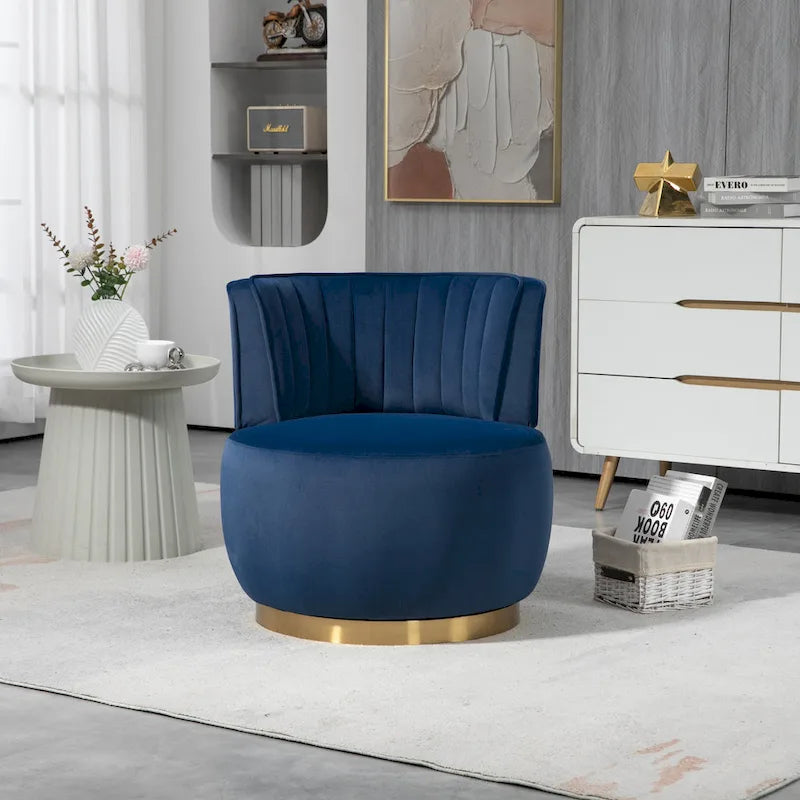 HOMEFUN Chaises rondes sans bras pivotantes à 360 degrés en velours