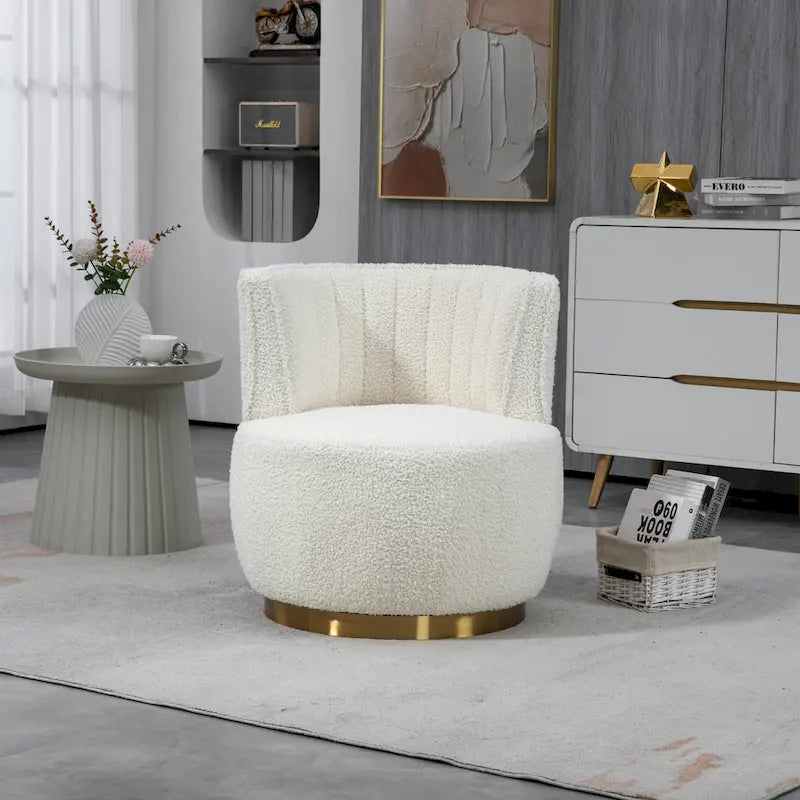 HOMEFUN Chaises rondes sans bras pivotantes à 360 degrés en velours