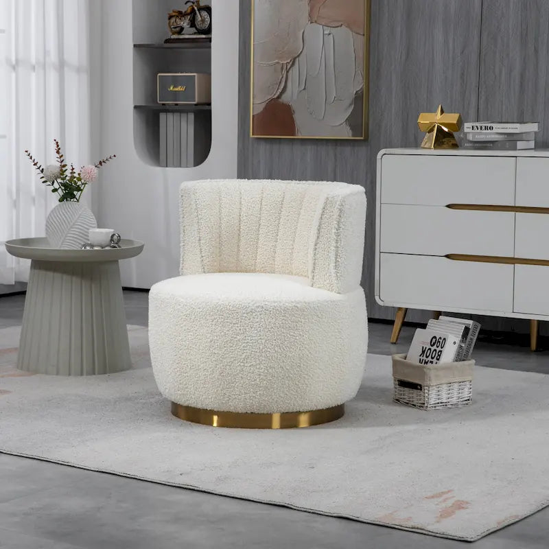 HOMEFUN Chaises rondes sans bras pivotantes à 360 degrés en velours
