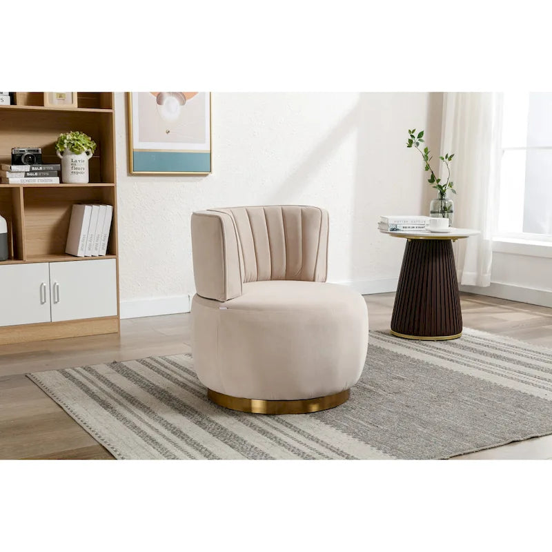 HOMEFUN Chaises rondes sans bras pivotantes à 360 degrés en velours