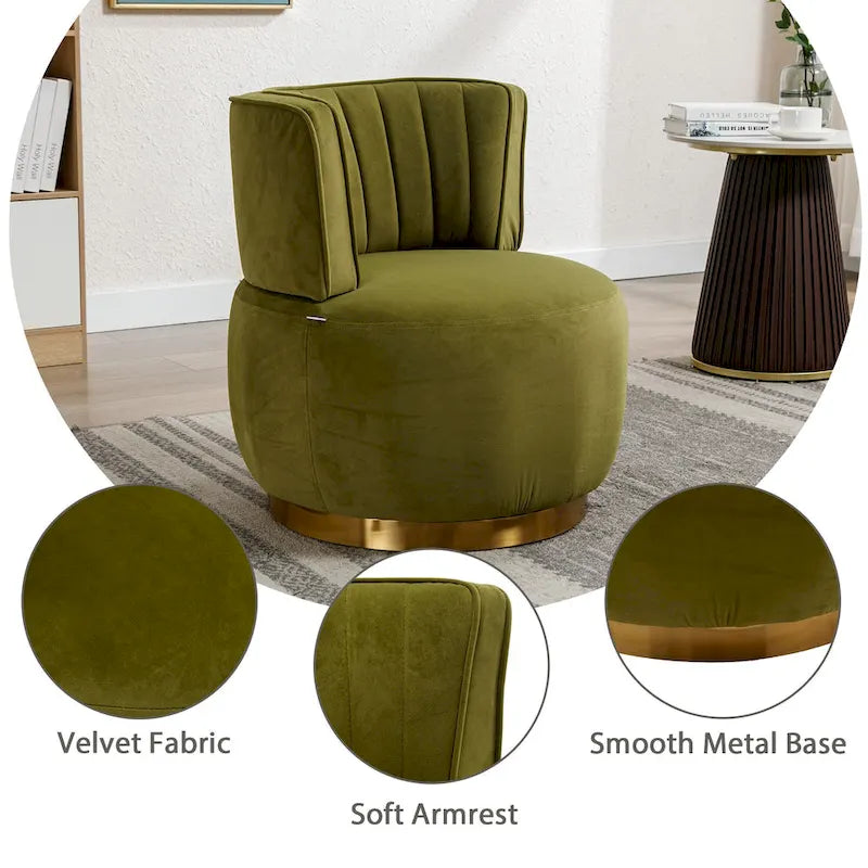 HOMEFUN Chaises rondes sans bras pivotantes à 360 degrés en velours