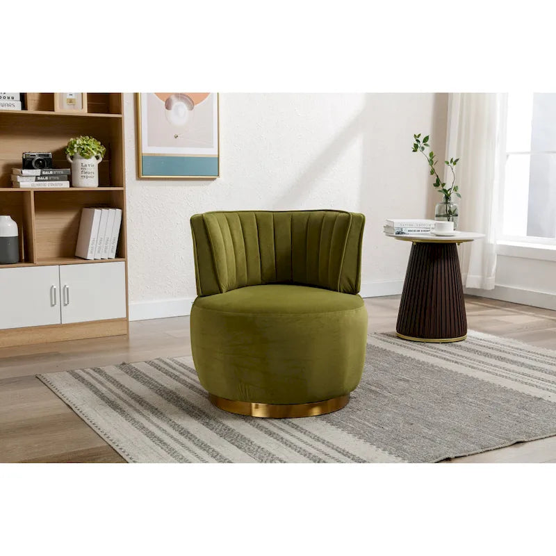 HOMEFUN Chaises rondes sans bras pivotantes à 360 degrés en velours