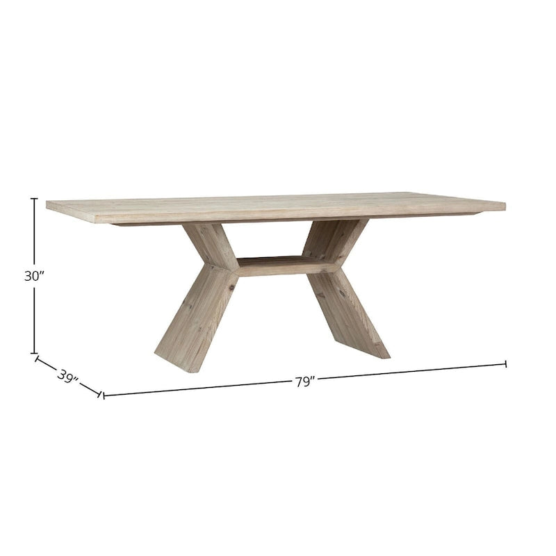 Table à manger Hudson 79 rectangulaire en pin recyclé avec piédestal moderne en nid d'abeille