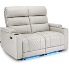 MCombo Power Reclining Loveseat Sofa with Adjustable Headrests, Home Theater Seating with Armrest Storage, Faux Leather HTS470