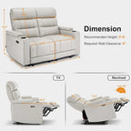 MCombo Power Reclining Loveseat Sofa with Adjustable Headrests, Home Theater Seating with Armrest Storage, Faux Leather HTS470