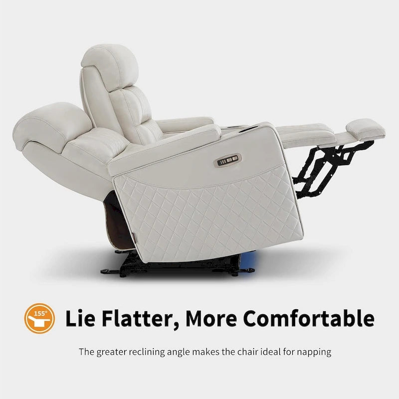 MCombo Power Reclining Loveseat Sofa with Adjustable Headrests, Home Theater Seating with Armrest Storage, Faux Leather HTS470