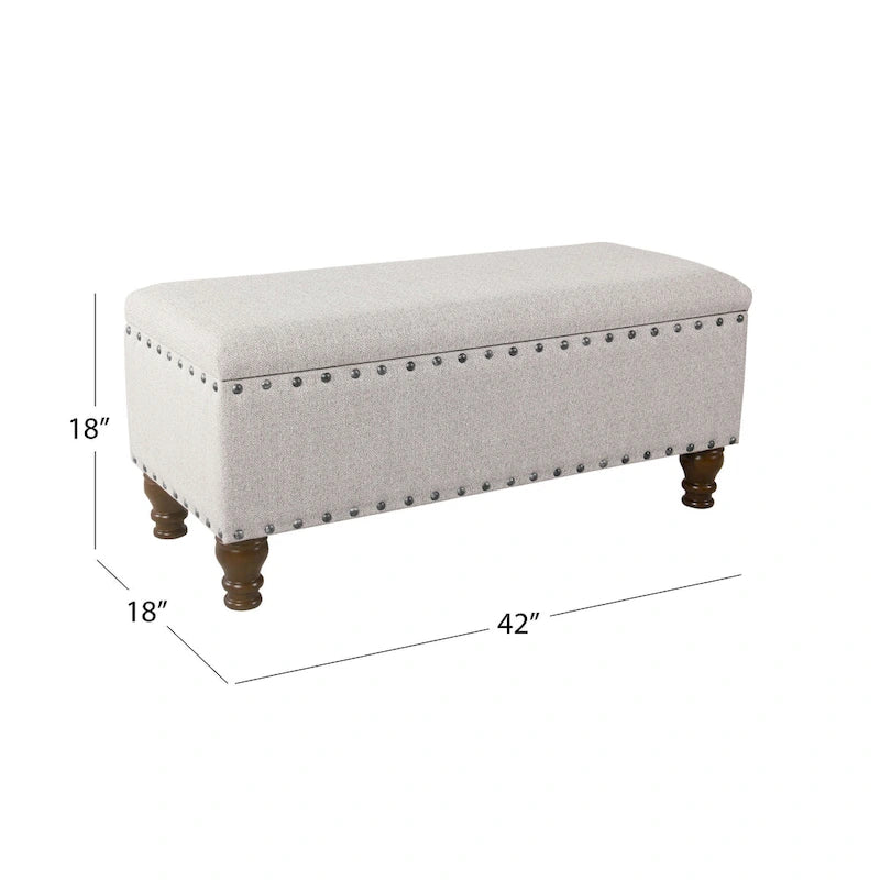 Banc de rangement rembourré Copper Grove Muscari avec garniture cloutée