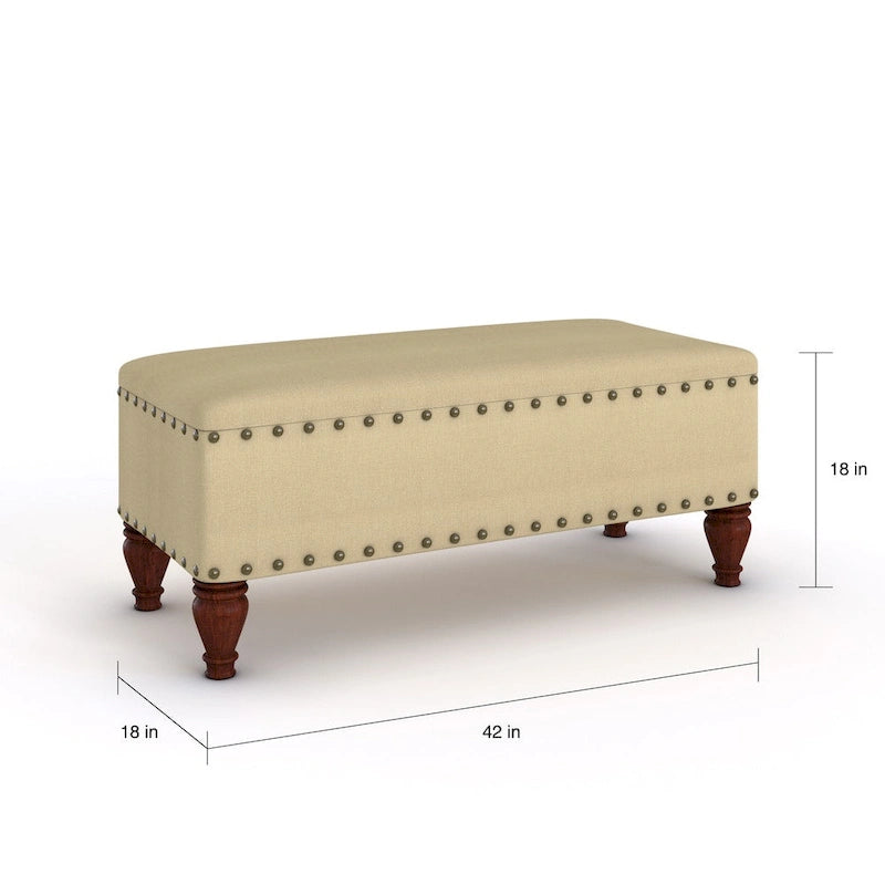 Banc de rangement rembourré Copper Grove Muscari avec garniture cloutée