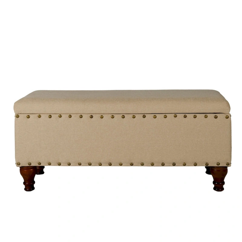 Banc de rangement rembourré Copper Grove Muscari avec garniture cloutée