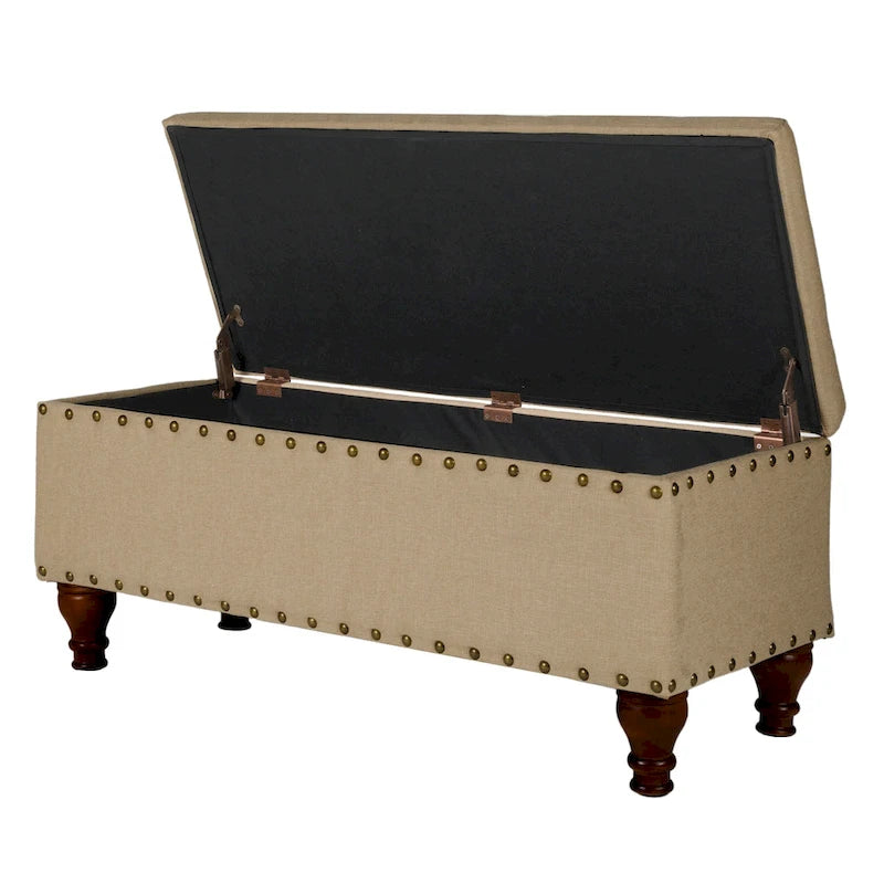 Banc de rangement rembourré Copper Grove Muscari avec garniture cloutée