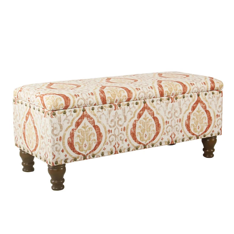 Banc de rangement rembourré Copper Grove Muscari avec garniture cloutée
