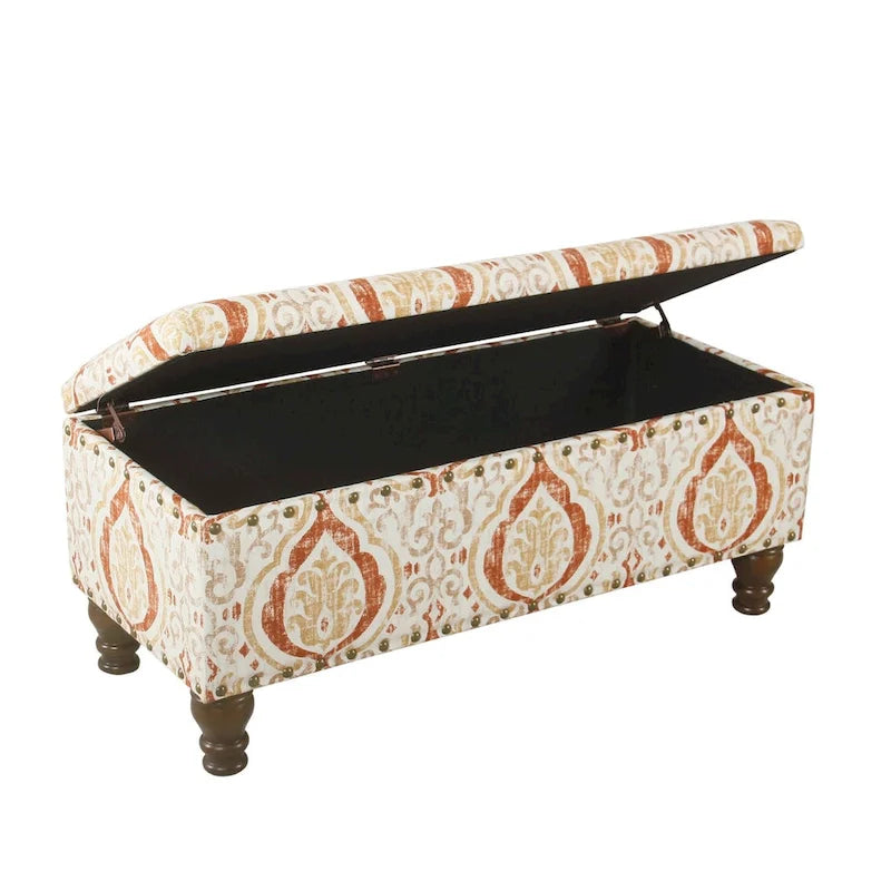 Banc de rangement rembourré Copper Grove Muscari avec garniture cloutée