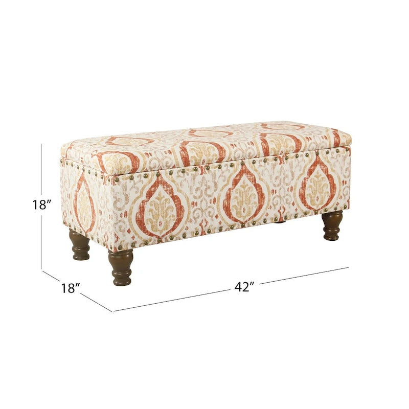 Banc de rangement rembourré Copper Grove Muscari avec garniture cloutée