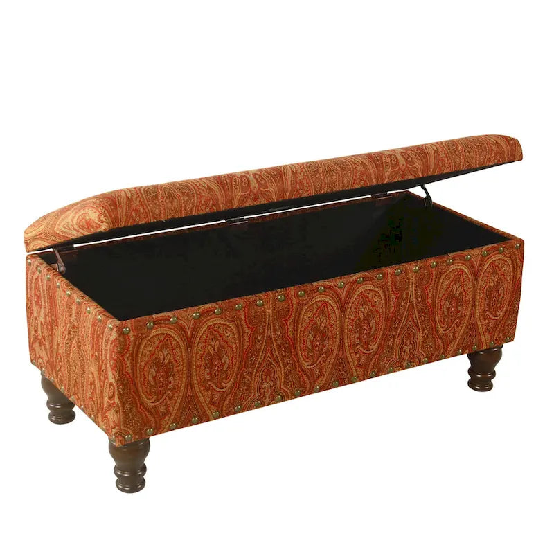 Banc de rangement rembourré Copper Grove Muscari avec garniture cloutée