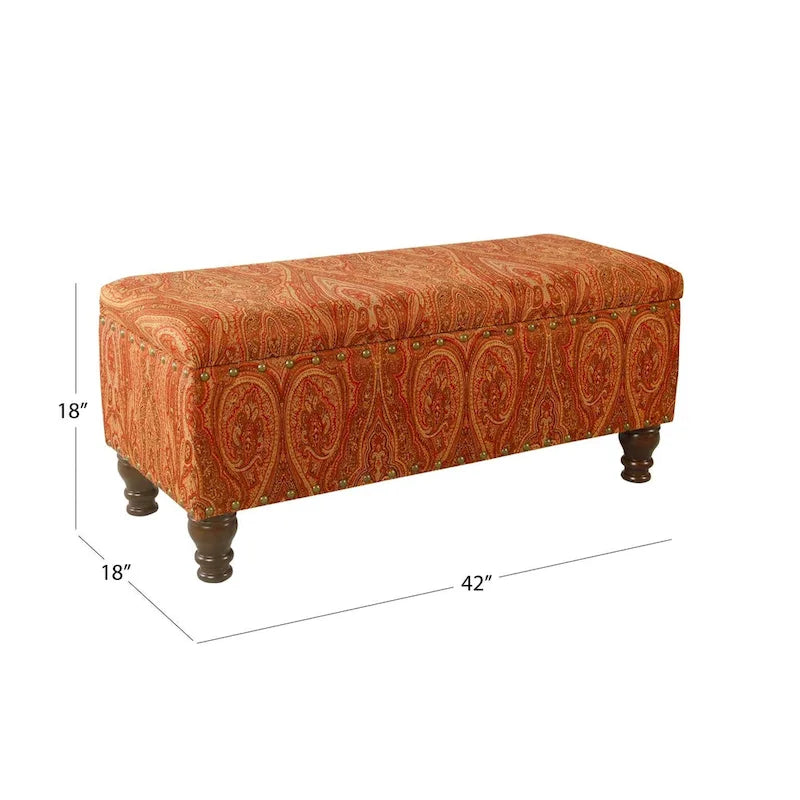 Banc de rangement rembourré Copper Grove Muscari avec garniture cloutée