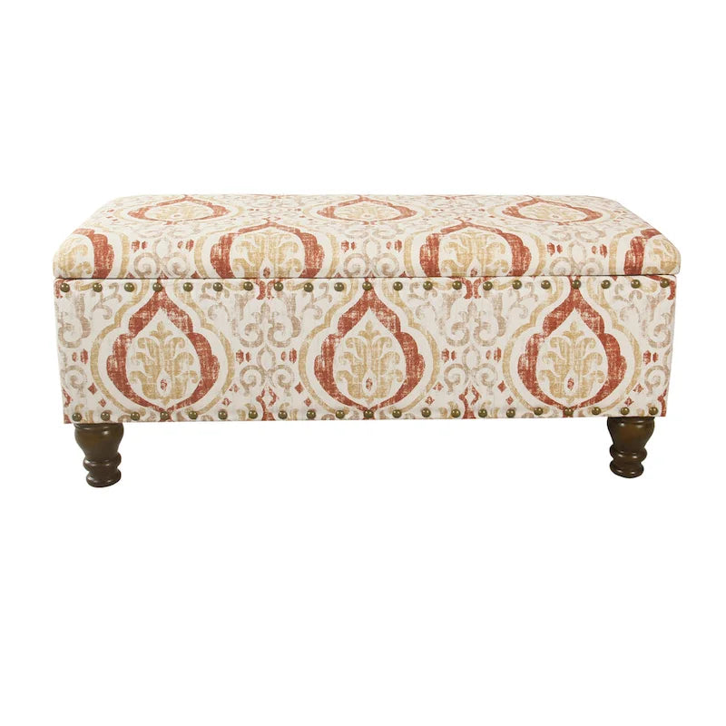 Banc de rangement rembourré Copper Grove Muscari avec garniture cloutée
