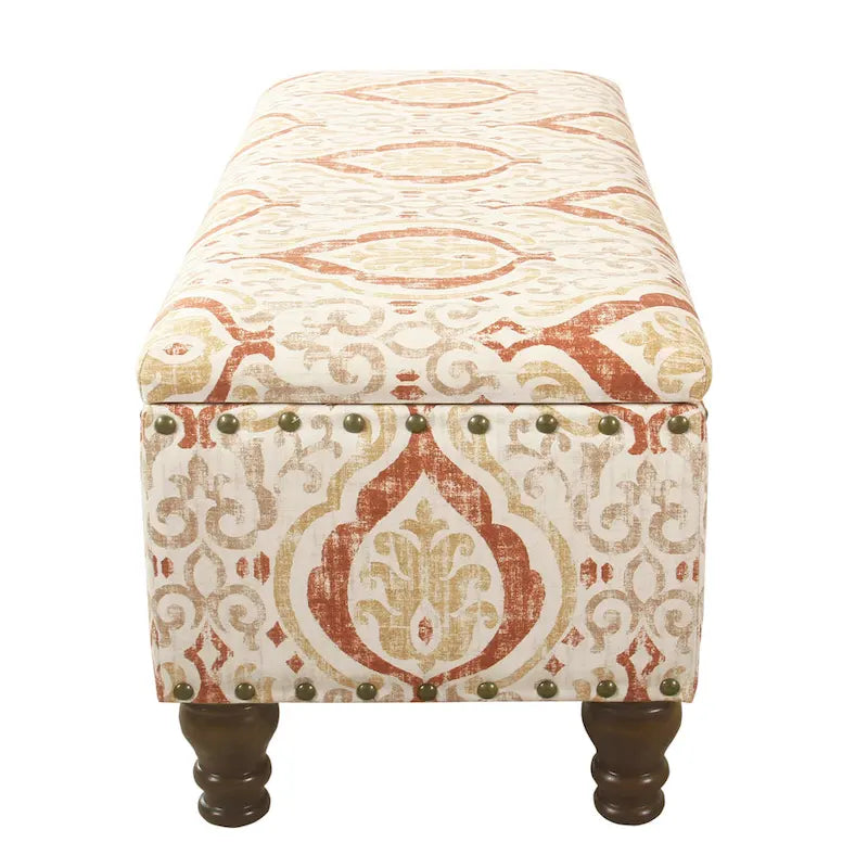 Banc de rangement rembourré Copper Grove Muscari avec garniture cloutée