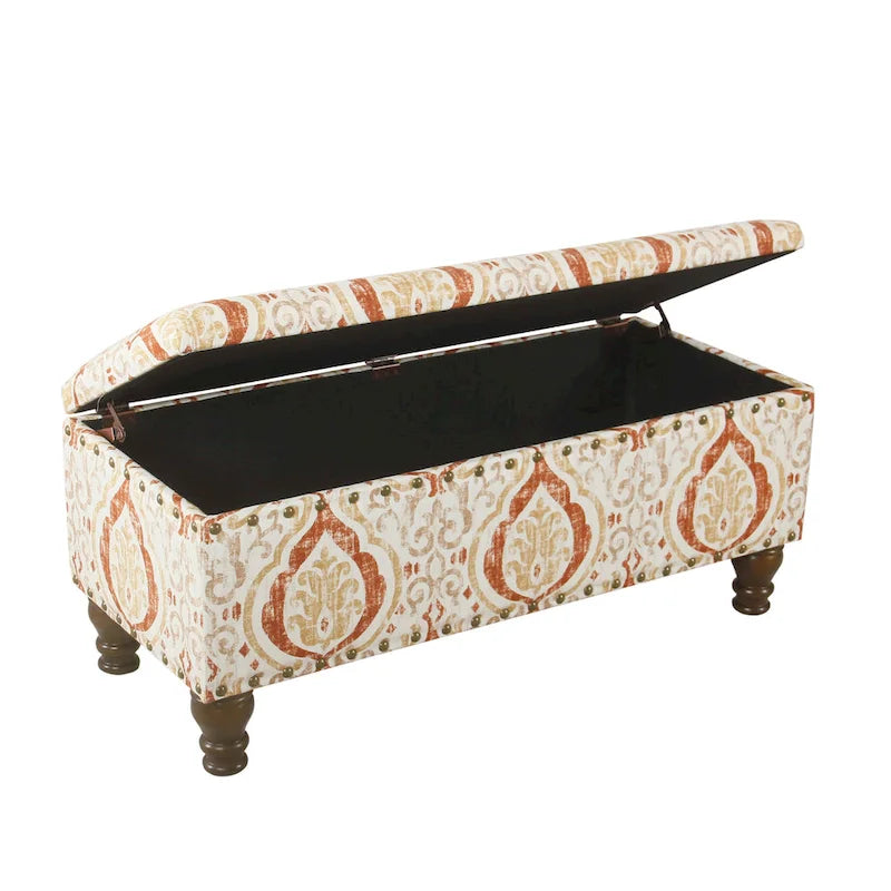 Banc de rangement rembourré Copper Grove Muscari avec garniture cloutée